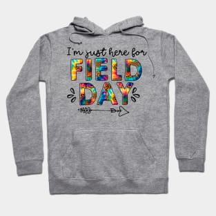 I'm Just Here For Field Day Leopard Tie Dye Last Day Of School Hoodie